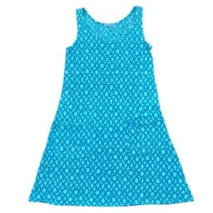 Fresh Produce - ‘Geometric blue/aqua’ dress. SZ: XS. Previously loved 💕